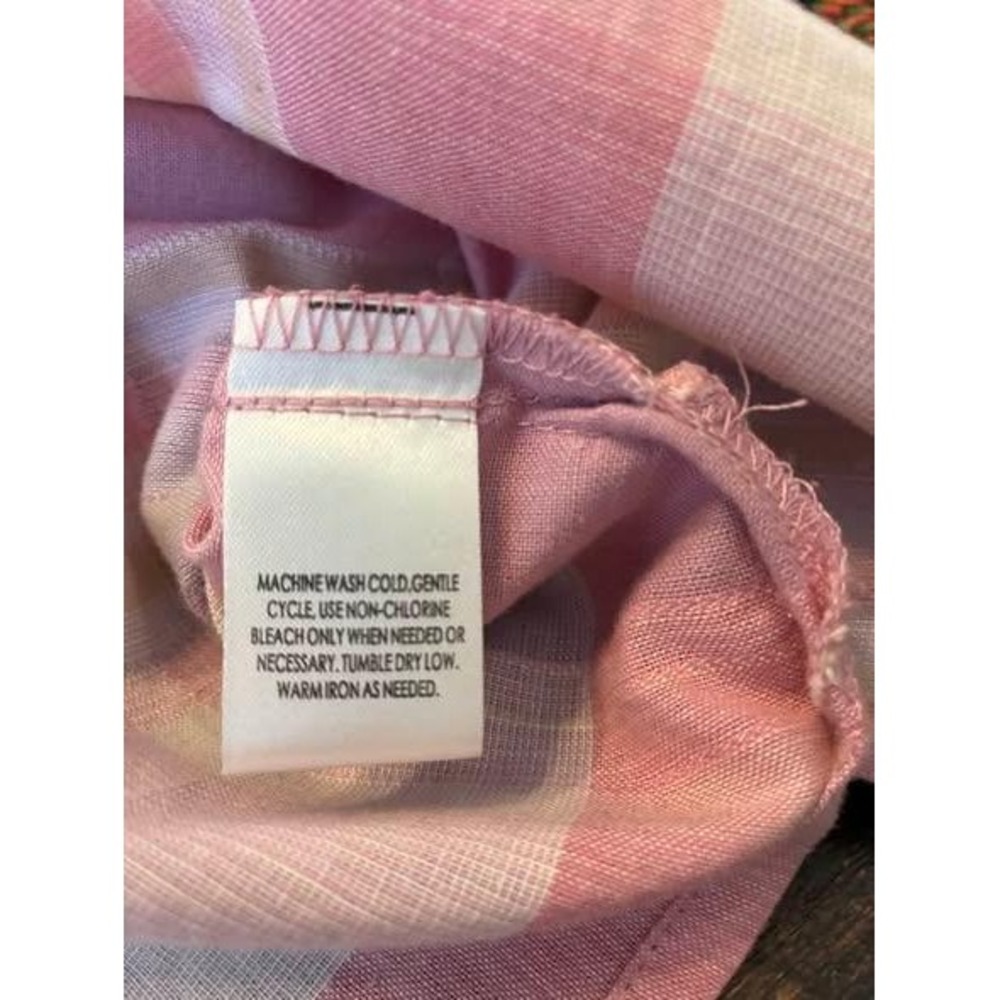 Pink Plaid Button‎ Up Shirt 100% Cotton Cottagecore Casual 1X Soft Girl Preppy - Picture 8 of 9